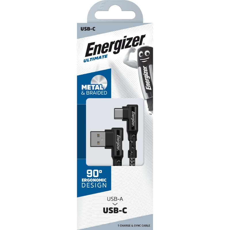 Energizer Ultimate - USB-A to USB-C gaming cable 90° 2m (Black) 2