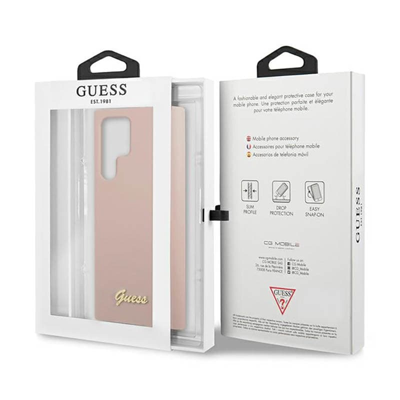 Guess Silicone Script Metal Logo - Case for Samsung Galaxy S23 Ultra (Pink) 8