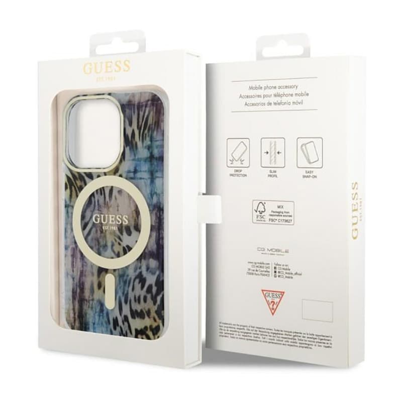 Guess Leopard MagSafe - Case for iPhone 14 Pro (Blue) 8