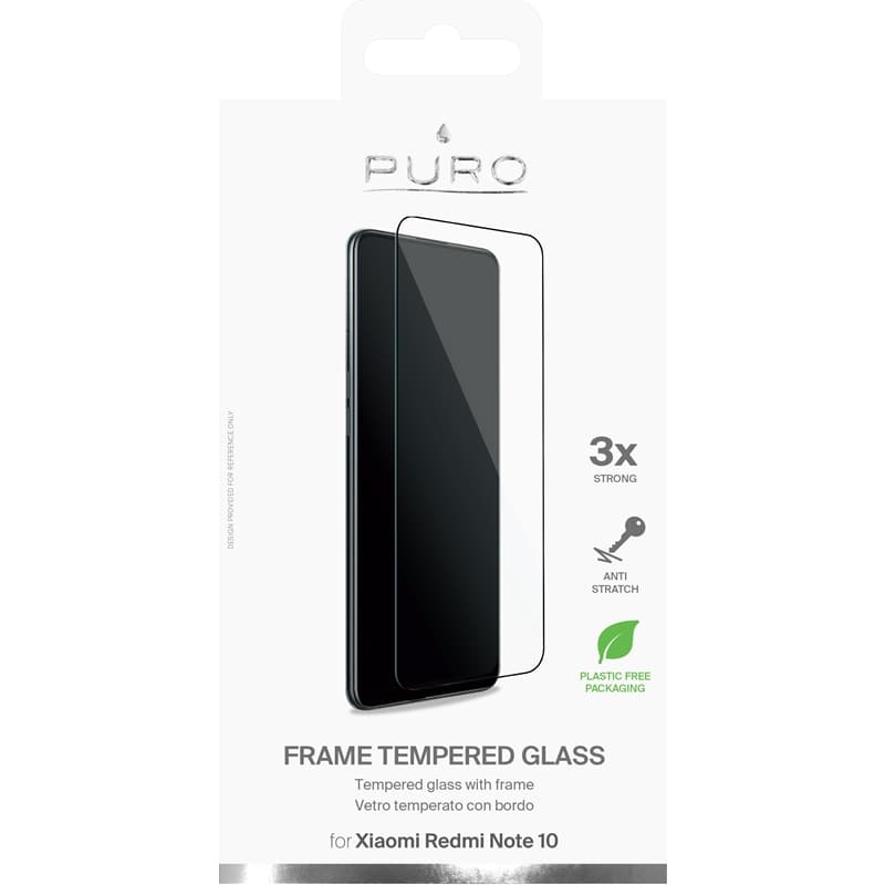 PURO Frame Tempered Glass - Xiaomi Redmi Note 10 Tempered Glass Protective Glass (Black Frame) 3