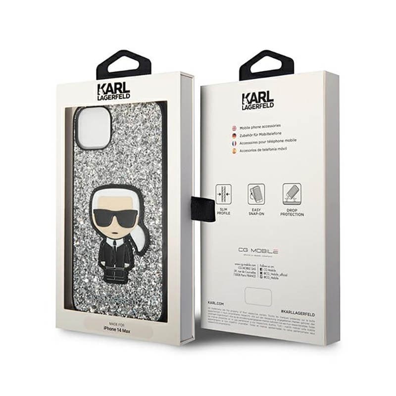 Karl Lagerfeld Glitter Flakes Ikonik - Case for iPhone 14 Plus (Silver) 8