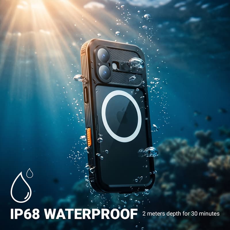 Crong Seal Cover - IP68 Waterproof Case for iPhone 17 (Black) 3