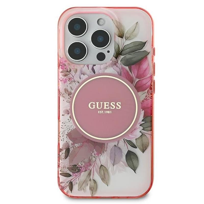 Guess IML Flower & Tonal Circle MagSafe - Case for iPhone 16 Pro Max (Pink) 3
