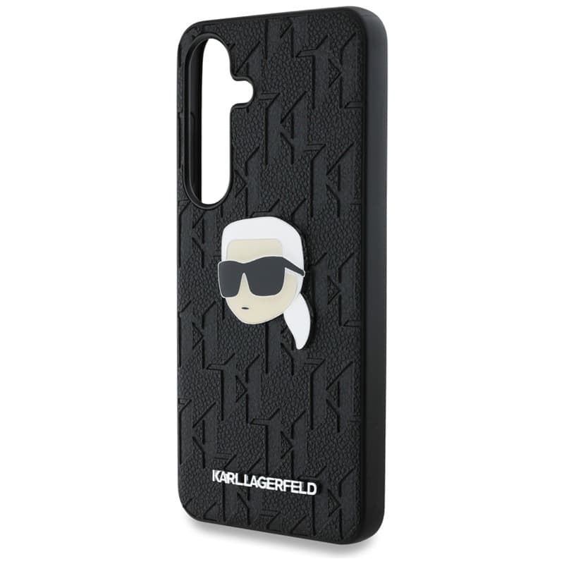Karl Lagerfeld Leather Monogram Pin Logo Karl Head - Case for Samsung Galaxy S25+ (Black) 6