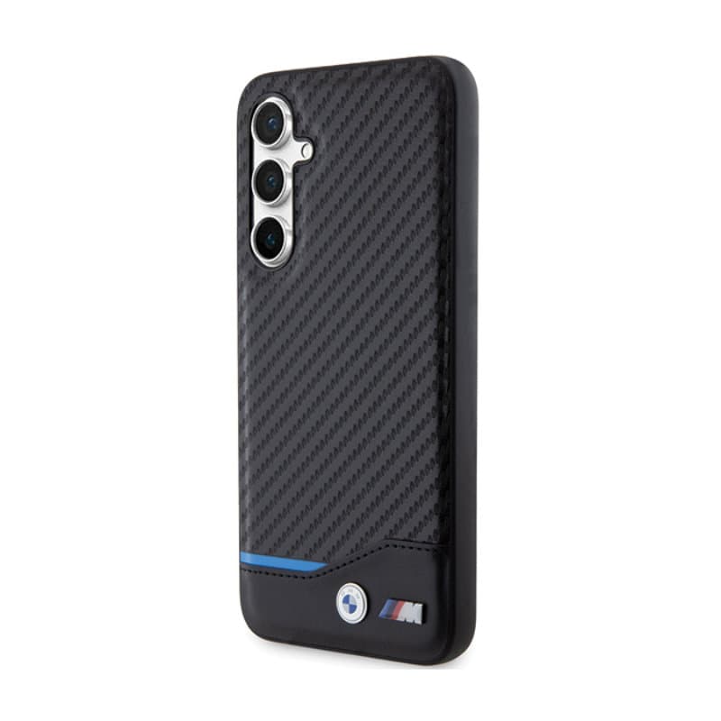 BMW Leather Carbon Blue Line - Samsung Galaxy S23 FE Case (black) 2