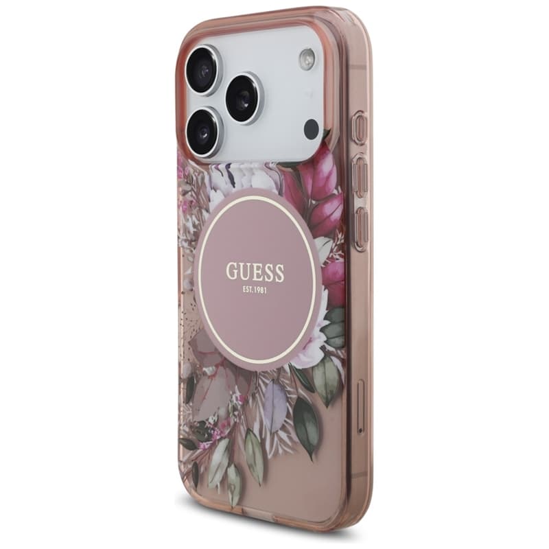 Guess IML Flowers Electro Pearl Strap MagSafe - Case iPhone 17 Pro (pink) 3
