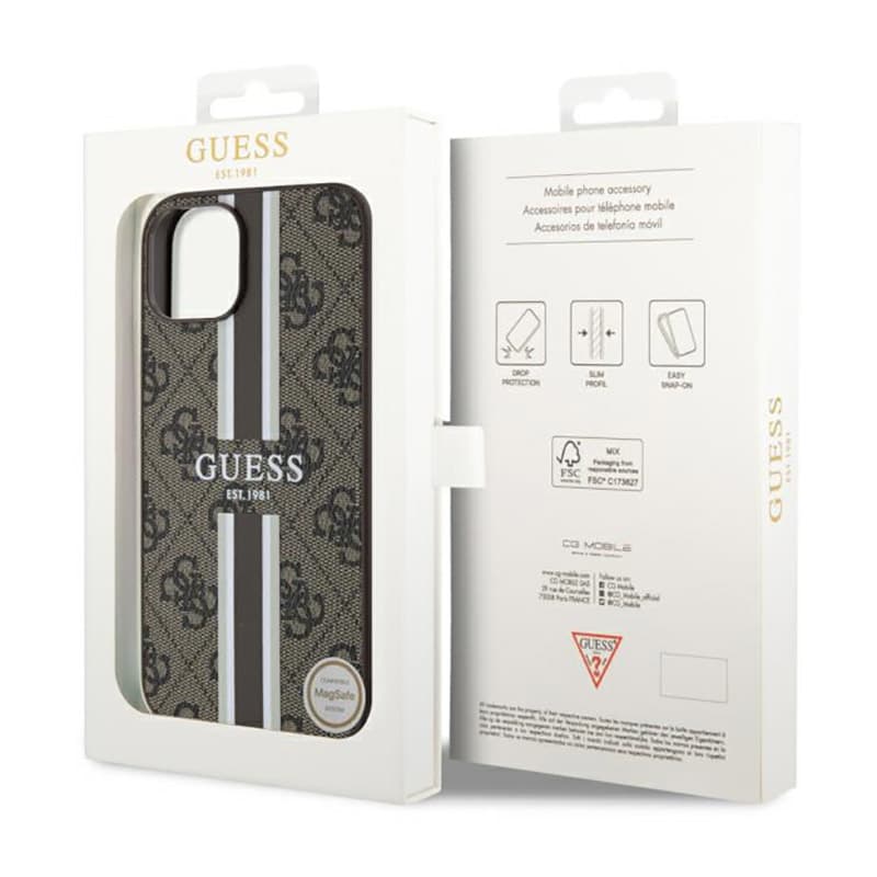 Guess 4G Printed Stripes MagSafe - Case for iPhone 14 Plus (Brown) 8