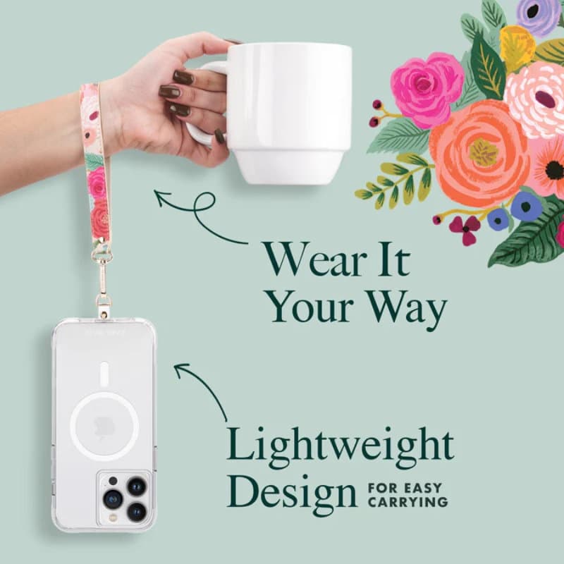 Rifle Paper Phone Wristlet - Universal phone lanyard (Garden Party Blush) 8