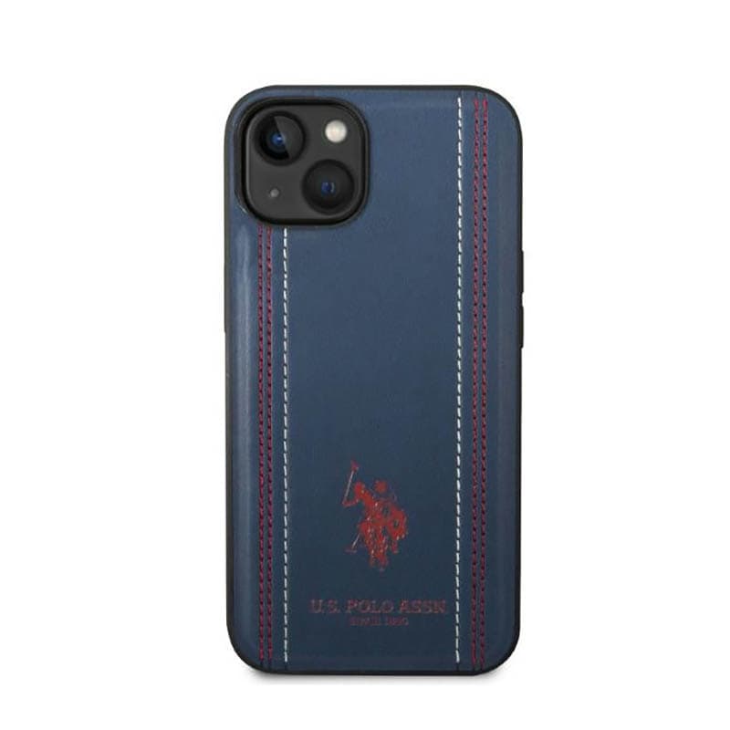 US Polo Assn Leather Stitch - Case for iPhone 14 (Navy blue) 3