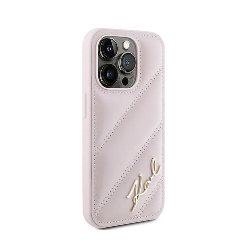 Karl Lagerfeld Diagonal Quilted Script - Case for iPhone 15 Pro Max (Pink) 4