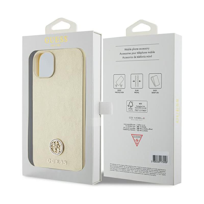 Guess 4G Strass Metal Logo - Case for iPhone 15 (Gold) 8