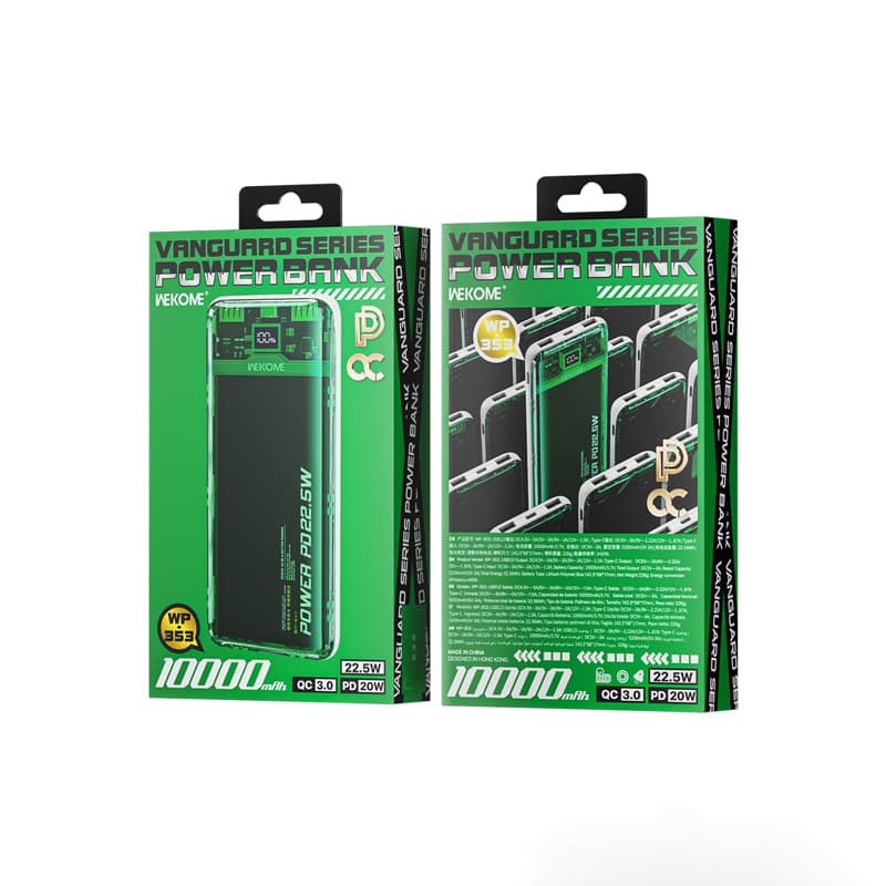 WEKOME WP-353 Vanguard Series - Power bank 10000 mAh PD 20W + QC 22.5W (Green / Transparent) 3