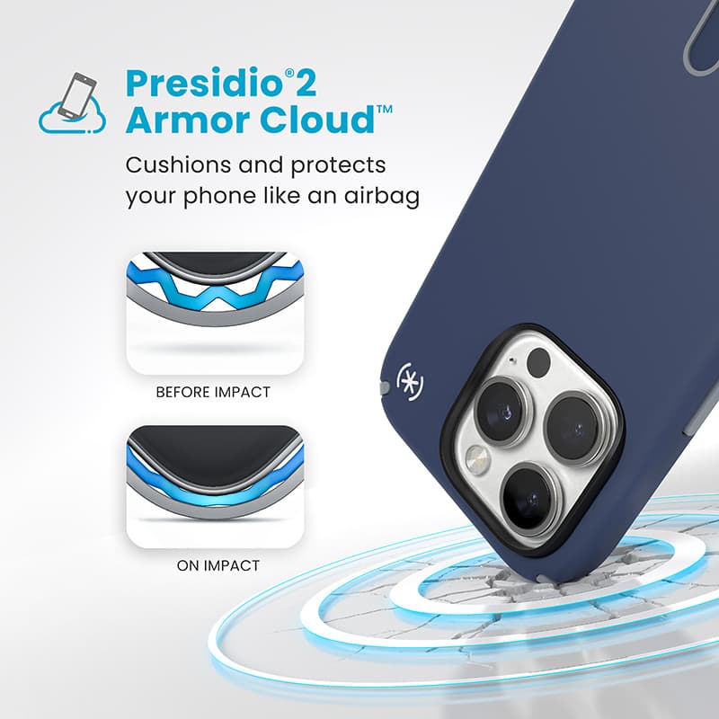 Speck Presidio2 Pro ClickLock & MagSafe - iPhone 16 Pro Case (Coastal Blue / Dust Gray / White) 4