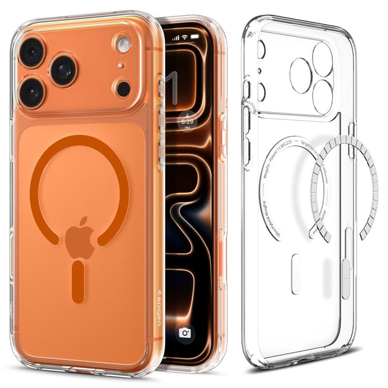 Spigen Ultra Hybrid Mag MagSafe - Case for iPhone 17 Pro (Clear/Orange) 1