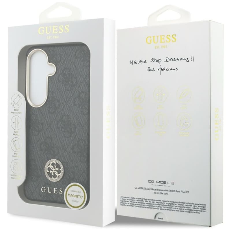 Guess 4G Rhinestone Round Logo MagSafe - Samsung Galaxy S26 Case (Black) 8