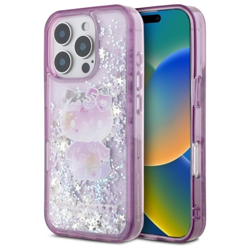 Hello Kitty Liquid Glitter 50TH Anniversary Party - Case for iPhone 16 Pro Max (purple) 1