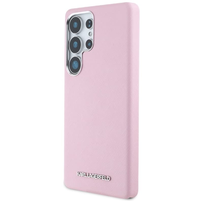 Karl Lagerfeld Saffiano Full Wrapped Elongated Metal Logo MagSafe - Case for Samsung Galaxy S25 Ultra (pink) 2