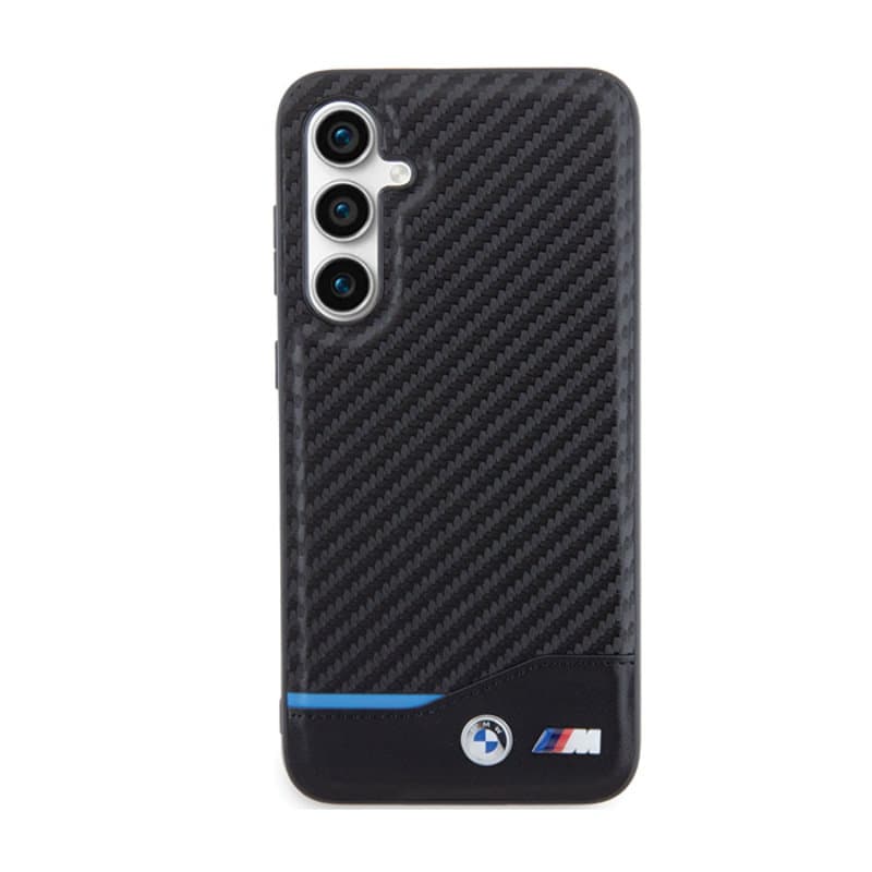 BMW Leather Carbon Blue Line - Samsung Galaxy S23 FE Case (black) 3