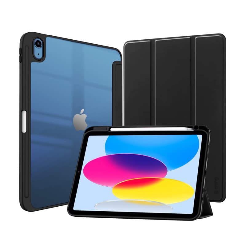 Crong PrimeFolio – iPad 11" (2025) / iPad 10.9” (2022) Case with Stand and Apple Pencil Storage (Black/Clear) 2