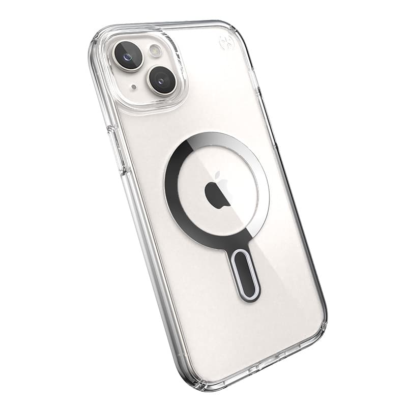 Speck Presidio Perfect-Clear ClickLock & Magsafe - iPhone 15 Plus / iPhone 14 Plus Case (Clear / Chrome Finish / Serene Silver) 6