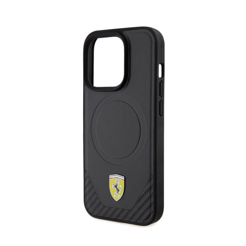 Ferrari Carbon Metal Logo MagSafe - Case for iPhone 15 Pro (Black) 6