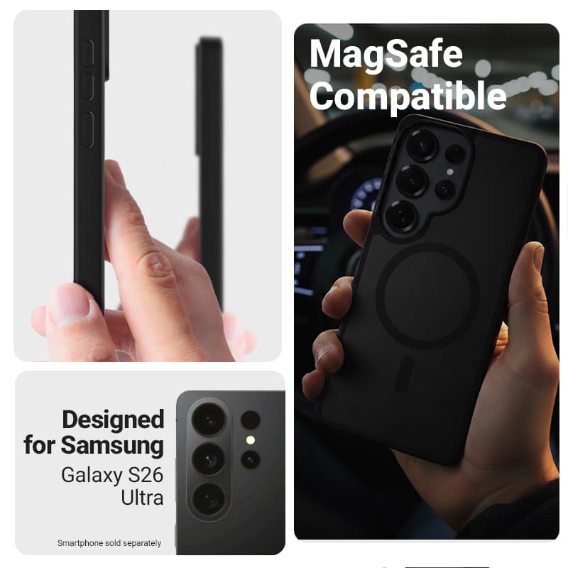 Crong Hybrid Matte Magnetic - MagSafe Case for Samsung Galaxy S26 Ultra (Gray) 3