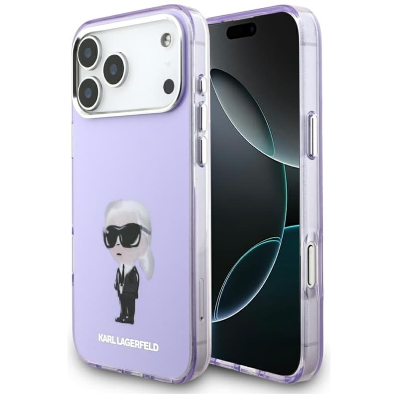 Karl Lagerfeld IML Aquarelle Karl & Choupette & Logo MagSafe - Case iPhone 17 Pro Max (Purple)