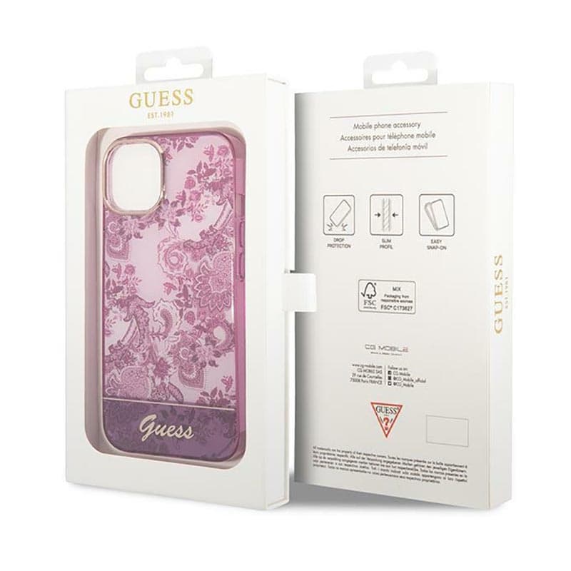 Guess Porcelain Collection - Case for iPhone 14 Plus (Fuchsia) 8