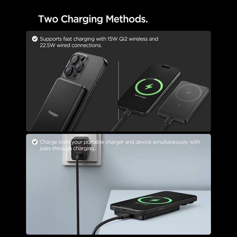 Spigen EA2205MQ Essential - Power Bank MagSafe 5000 mAh 22.5W Qi2 (Black) 6
