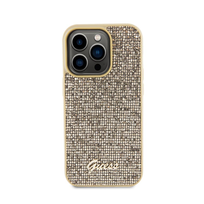 Guess Disco Metal Script - Case for iPhone 15 Pro (Gold) 3