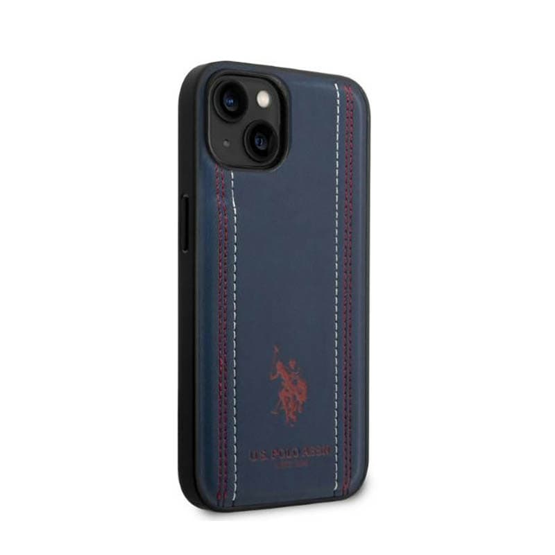 US Polo Assn Leather Stitch - Case for iPhone 14 (Navy blue) 4