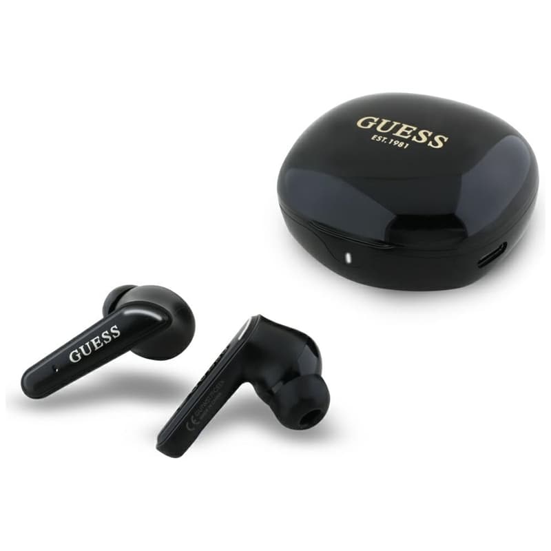 Guess Flat Classic Logo Electroplated - TWS Earbuds + Charging Case (black) 1