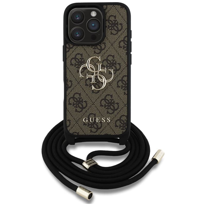 Guess 4G Big Logo Cord Strap Crossbody - Case for iPhone 16 Pro (brown) 2