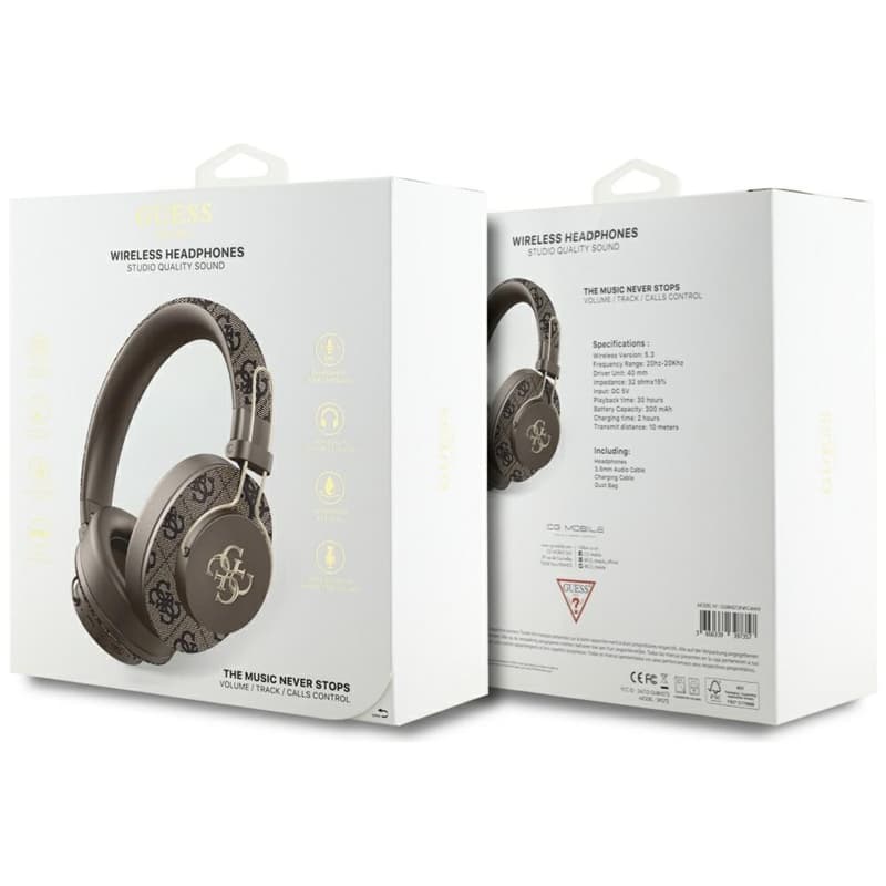 Guess Metal 4G Logo - Wireless Over-Ear Bluetooth Headphones ENC (brown) 5
