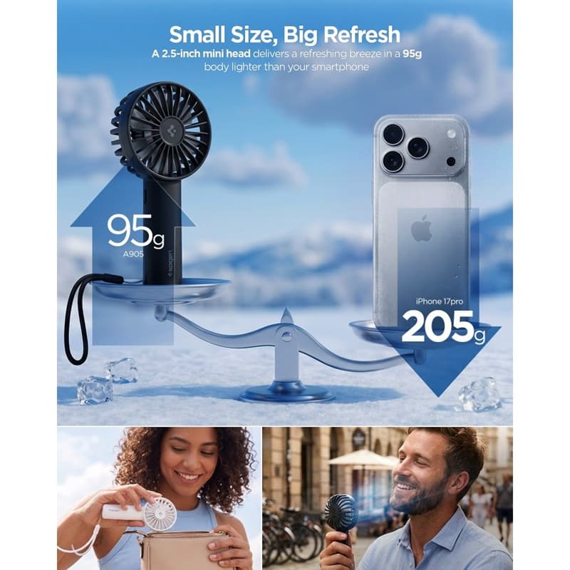 Spigen A905 Mini - Wireless Travel Fan 1800 mAh (Black) 3