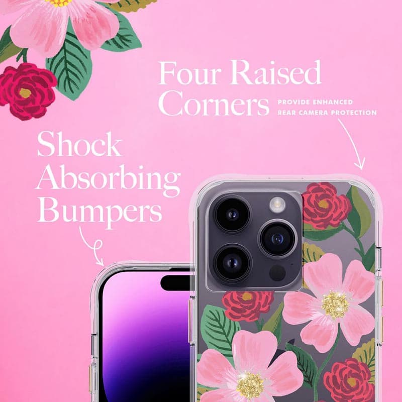 Rifle Paper Clear - Case decorated in gold for iPhone 14 Pro (Rose Galden) 8