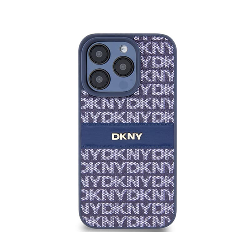 DKNY Leather Mono Stripe & Metal Logo - Case for iPhone 15 Pro (blue) 3