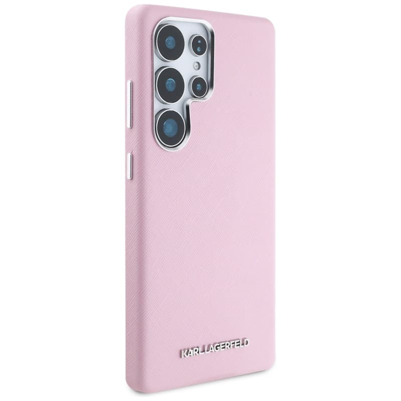 Karl Lagerfeld Saffiano Full Wrapped Elongated Metal Logo MagSafe - Case for Samsung Galaxy S25 Ultra (pink) 4
