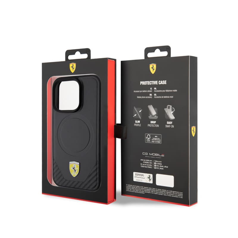 Ferrari Carbon Metal Logo MagSafe - Case for iPhone 15 Pro (Black) 8