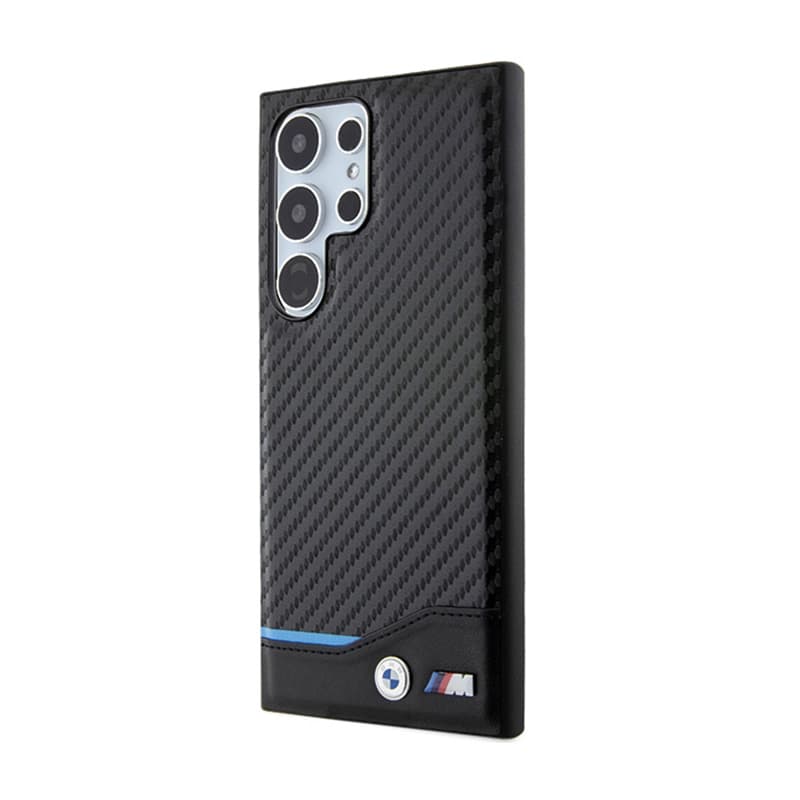 BMW Leather Carbon Blue Line - Case for Samsung Galaxy S24 Ultra (black) 2