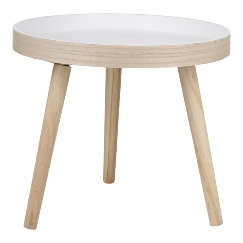 Arti Casa - Round Coffee Table for Living Room 40x36 cm (White / Wood) 2