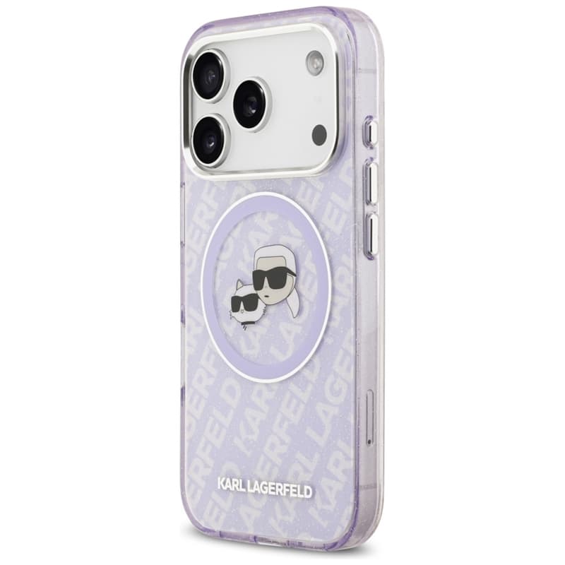 Karl Lagerfeld IML Glitter Karl & Choupette Heads Logo MagSafe - Case for iPhone 17 Pro (purple) 2