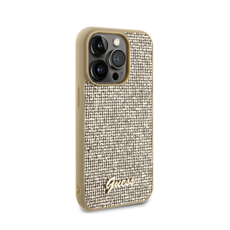 Guess Disco Metal Script - Case for iPhone 15 Pro (Gold) 4