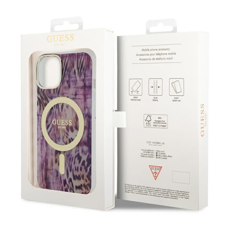 Guess Leopard MagSafe - Case for iPhone 14 (Pink) 8