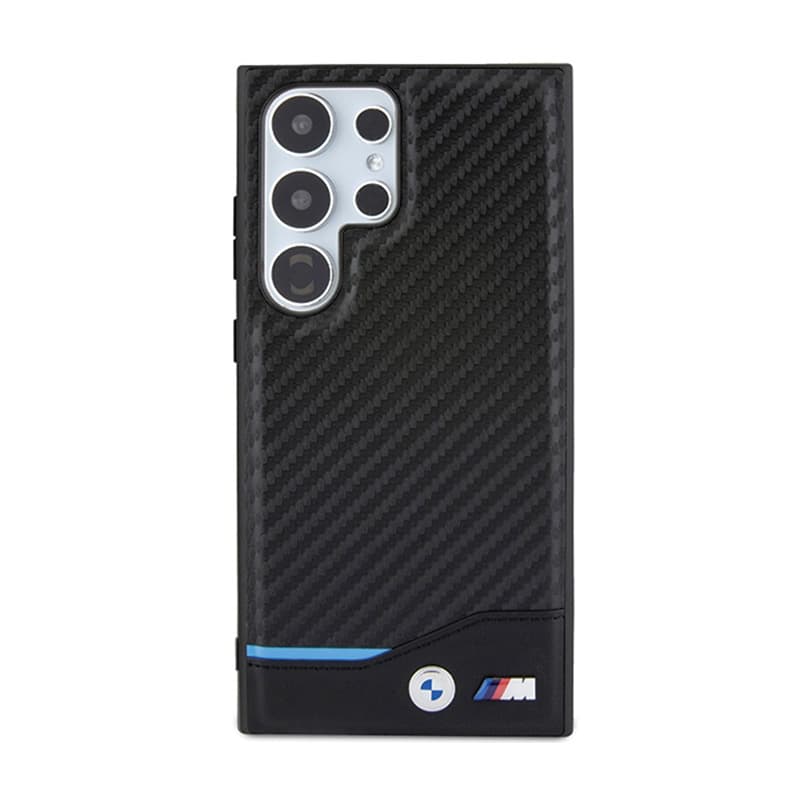 BMW Leather Carbon Blue Line - Case for Samsung Galaxy S24 Ultra (black) 3