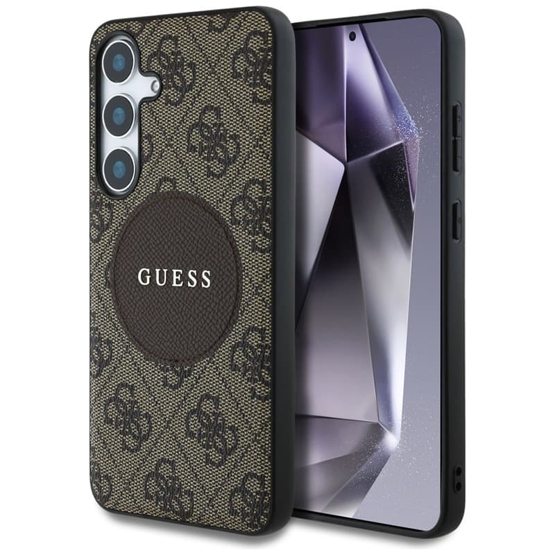 Guess 4G Round Patch Classic Logo MagSafe - Case for Samsung Galaxy S25 (brown) 1
