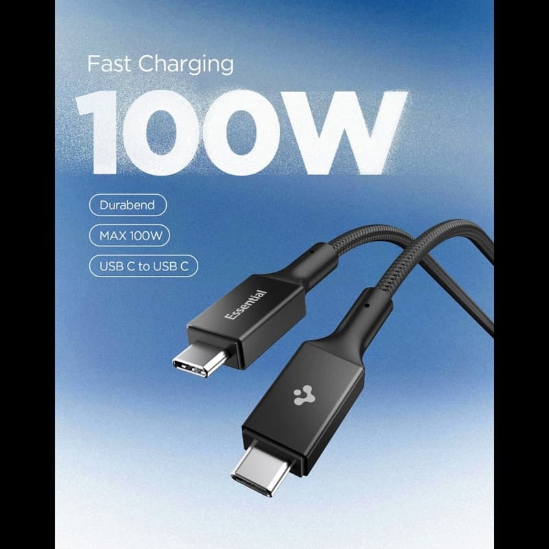 Spigen EB10015CC Essential - USB-C to USB-C PD Cable 100W 1.5m (Black) 3
