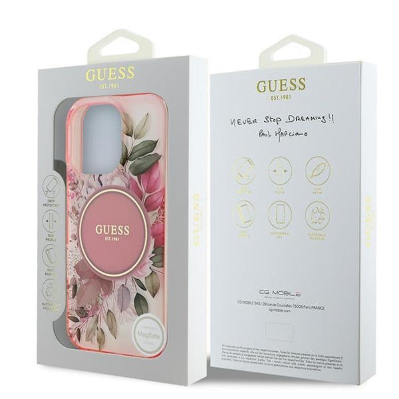 Guess IML Flower & Tonal Circle MagSafe - Case for iPhone 16 Pro Max (Pink) 8