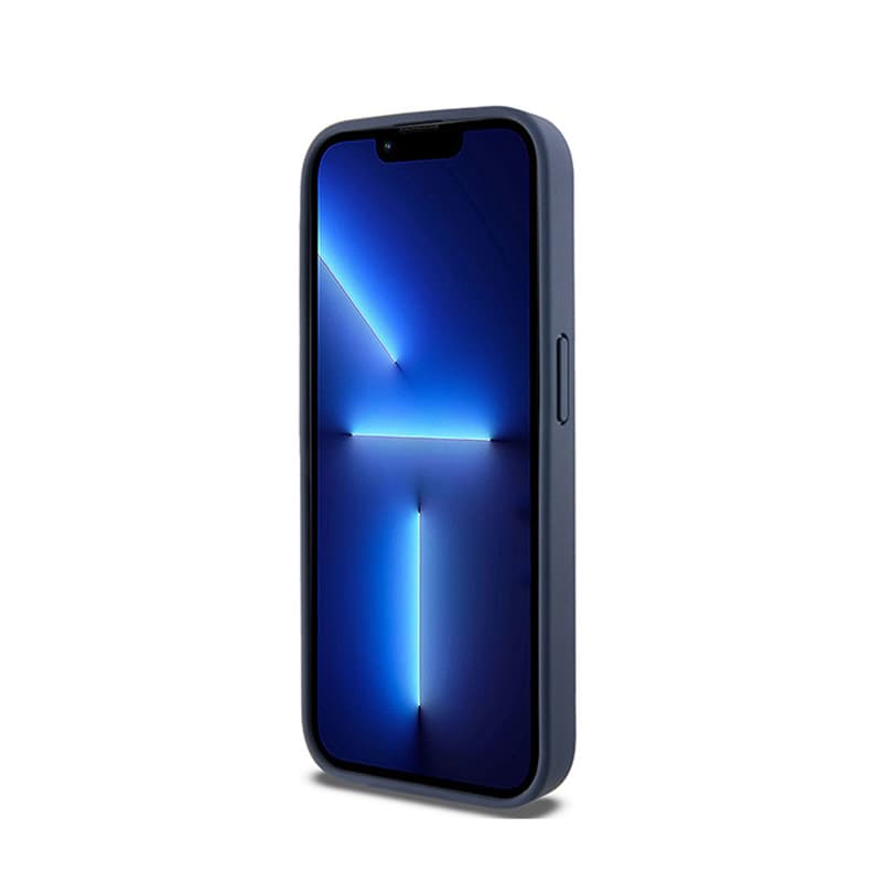 DKNY Leather Mono Stripe & Metal Logo - Case for iPhone 15 Pro (blue) 5