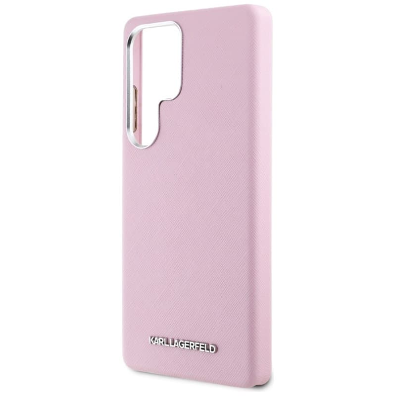 Karl Lagerfeld Saffiano Full Wrapped Elongated Metal Logo MagSafe - Case for Samsung Galaxy S25 Ultra (pink) 6